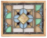 Decorative Stained Glass Panel with Handpainted Bird