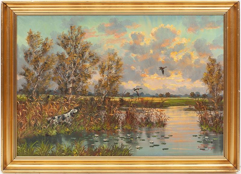Svend Jensen, Signed and Framed Oil on Canvas: Circa 1920 31" tall x 42.5" wide