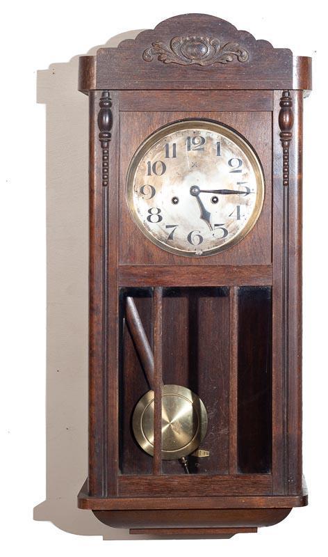 Hamberg American-German Box Clock: Provenance: The Estate of Andy and Bea Copeland Condition: Missing gong base and rods 31" tall x 15" wide Note: This antique clock is sold "where-is, as-is" and Vogt Auction makes no guarantee as to t