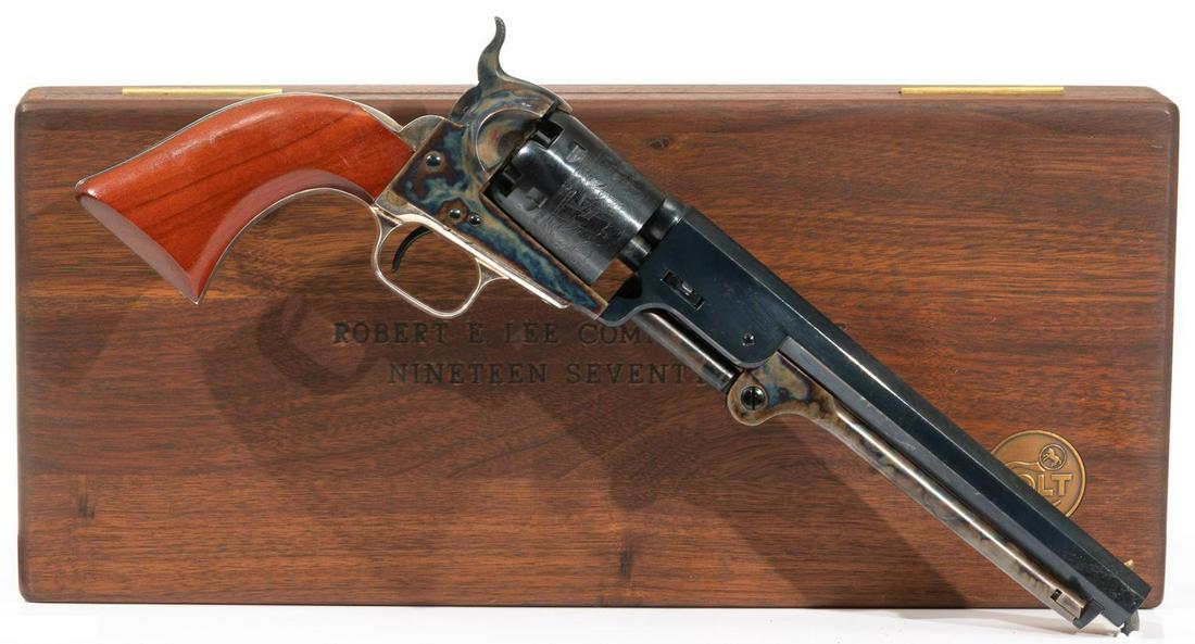 1971 Colt Robert E. Lee Commemorative Cap and Ball: Serial: 429REL Manufacturer: Colt Model: 1851 navy Cap and Ball Caliber: .36 Barrel length: Condition: Excellent Marked "1971 Robert E. Lee Comm." Provenance: The Estate of Dr. Thomas Romo, Jr. (San A