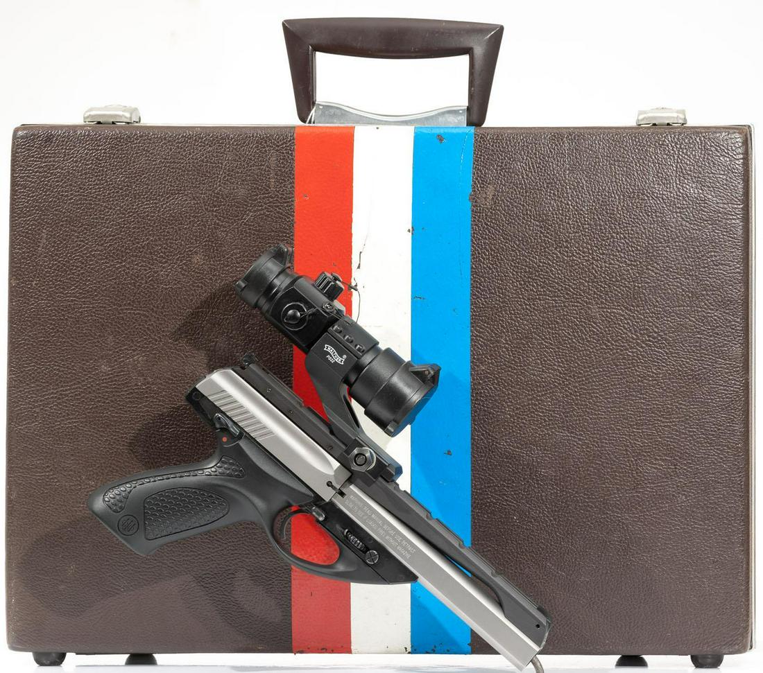 Beretta U22 Neos Semi-Automatic Pistol: Serial: P75572 Manufacturer: Beretta Model: U22 Neos Caliber: .22 LR Barrel length: 6" Condition: Very Good Walther optic Provenance: The Estate of Dr. Thomas Romo, Jr. (San Antonio, Texas) ALL firear