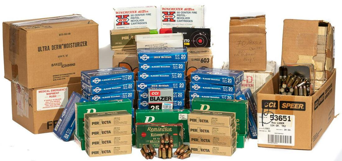 Ammunition - Approx. 2500 Rounds - Misc Rounds and: Ammunition - Approx 2500 Rounds - Misc Rounds and Cartridges Provenance: The Estate of Dr. Thomas Romo, Jr. (San Antonio, Texas) ALL firearms and ammunition within this auction are sold "as-is, where 