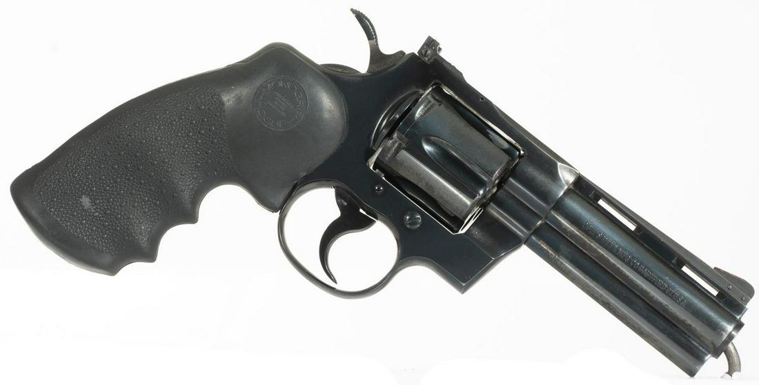 Colt Python .357 Magnum Revolver: Serial: 91262 Manufacturer: Colt Model: Python Caliber: .357 Magnum Barrel length: 4" Condition: Very Good Provenance: The Estate of Dr. Thomas Romo, Jr. (San Antonio, Texas) ALL firearms and ammuniti