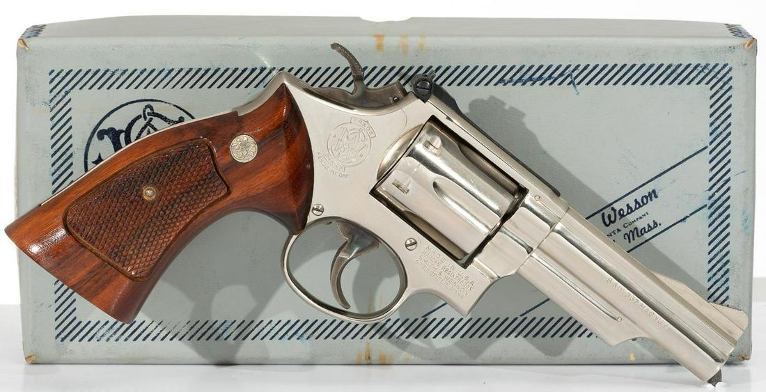 Smith & Wesson 19-3 .357 Mag Revolver: Serial: 4K40423 Manufacturer: Smith & Wesson Model: 19-3 Caliber: .357 mag Barrel length: 4" Condition: Excellent Provenance: The Estate of Dr. Thomas Romo, Jr. (San Antonio, Texas) ALL firearms and a