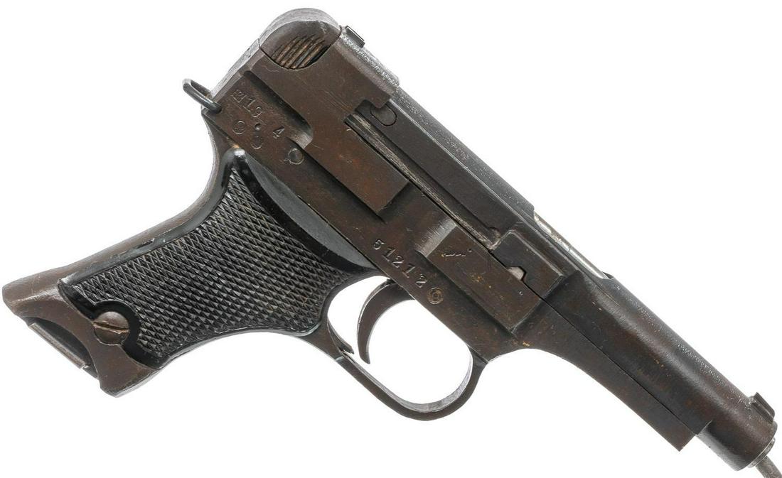 Japanese Type-94 Pistol: Serial: 51212 Manufacturer: Japanese Model: Type-94 Caliber: 8mm Nambu Barrel length: Condition:fair; surface rust Matching magazine; dated 19.4 Provenance: A Schertz, Texas Estate ALL firearms and am