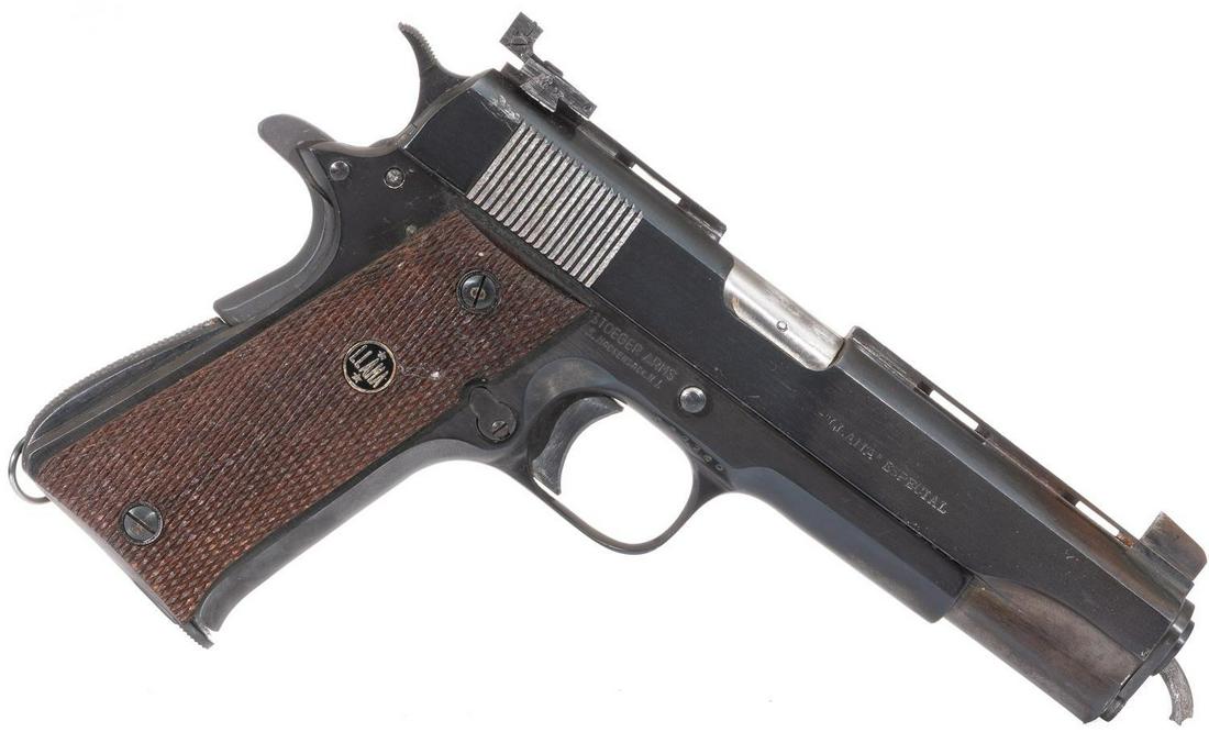 Llama Especial .45 Semi-Automatic Pistol: Serial: 532260 Manufacturer: Llama Model: Llama Especial Caliber: .45 Barrel length: 5" Condition: Good; replacement target sights Provenance: The Estate of Dr. Thomas Romo, Jr. (San Antonio, Texas) A