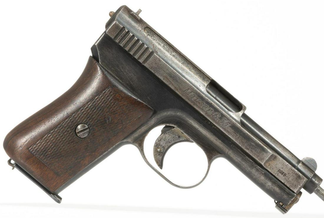 Mauser Model 1910 .25 ACP Semi-Automatic Pocket Pistol: Serial: 268505 Manufacturer: Mauser Model: 1910 Caliber: .25 ACP Barrel length: 3" Condition: Fair Provenance: The Estate of Dr. Thomas Romo, Jr. (San Antonio, Texas) ALL firearms and ammunition withi