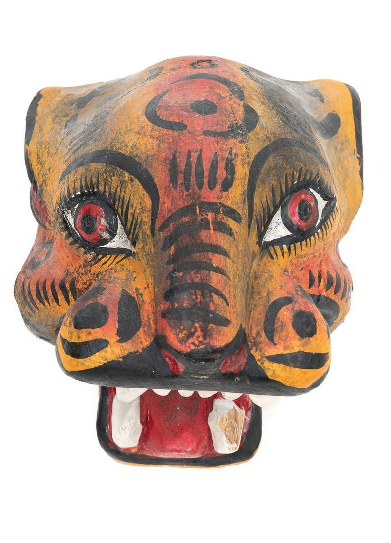 Small Hand Painted Mexican Folk Art Jaguar Face Mask (1 of 3)