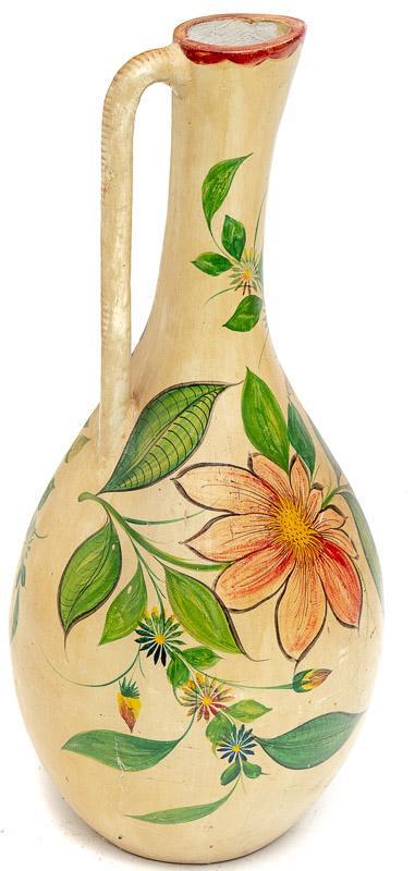 Large Hand Painted Floral Earthenware Jug (1 of 3)