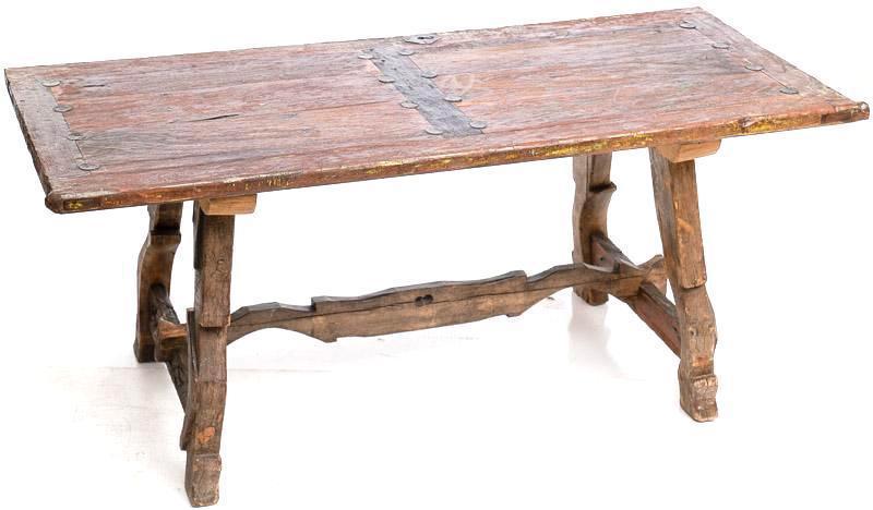 Spanish Colonial-Style Hacienda Table, Primitive Legs (1 of 3)
