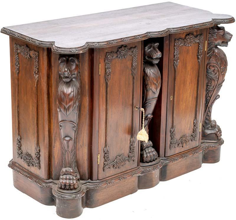 Heavily Carved Spanish-Style Oak Sideboard, Dragon (1 of 4)
