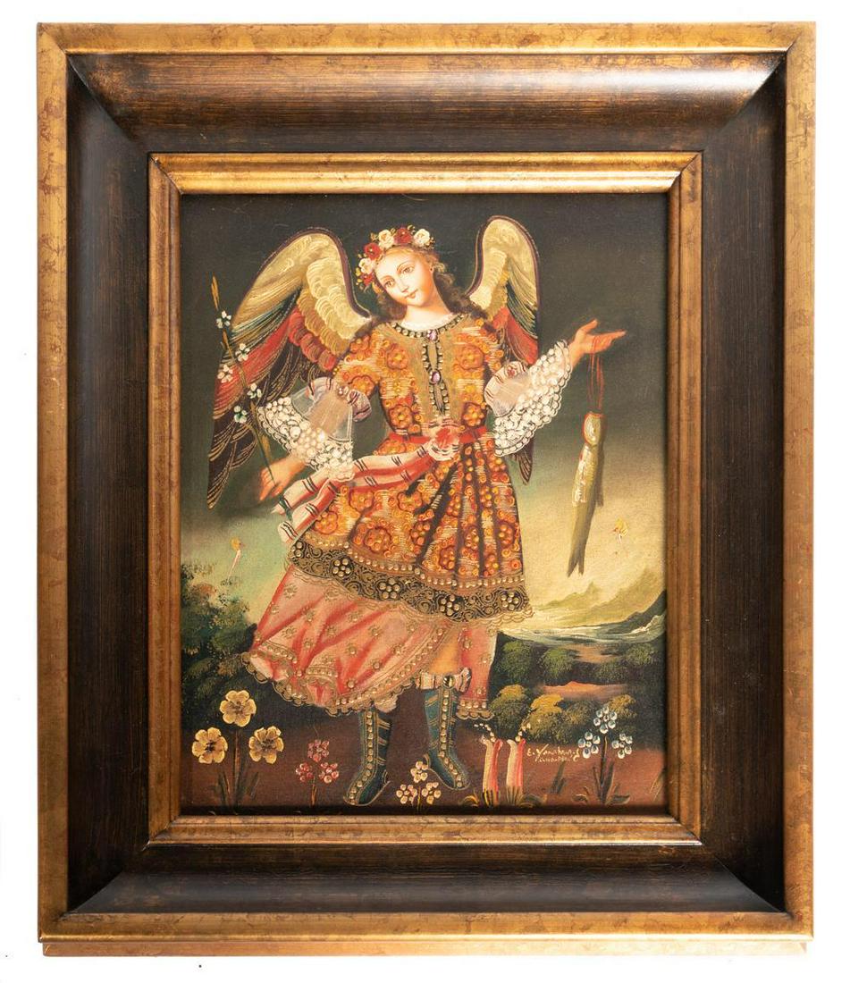 Mexican Folk Art, Oil on Canvas, Archangel Gabriel (1 of 2)