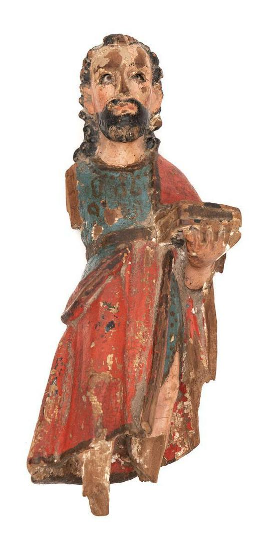 Folk Art Polychrome Carved Wooden Santo Figure (1 of 3)