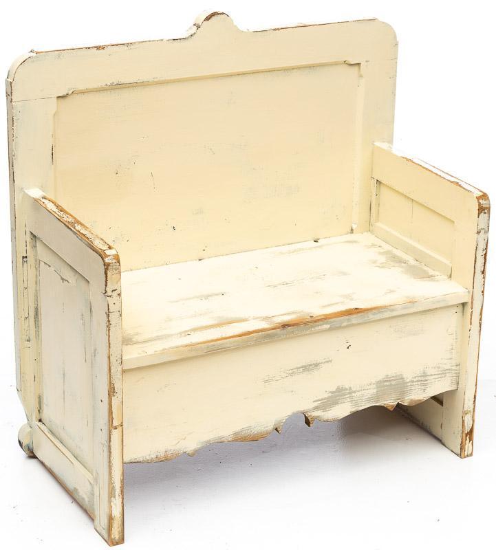 White Painted Wooden High Back Bench (1 of 3)