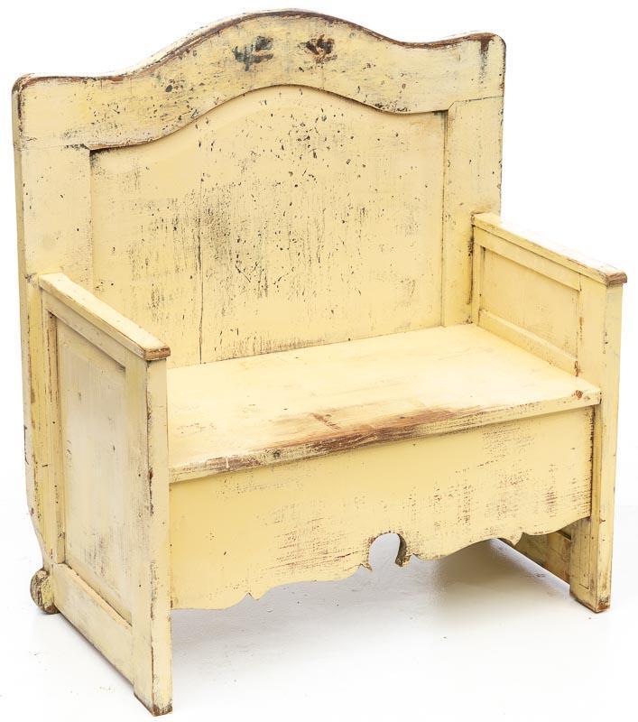Painted Wooden High Back Bench (1 of 3)
