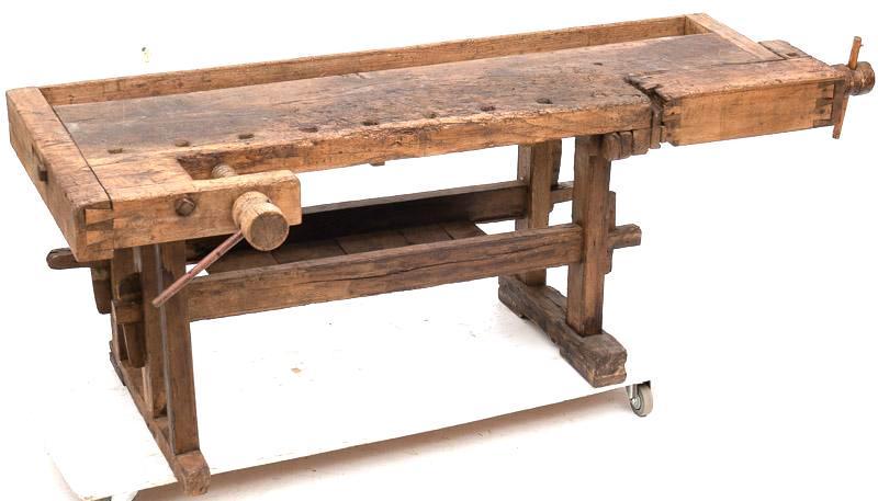 Large Primitive Work Table, circa 1900 (1 of 3)