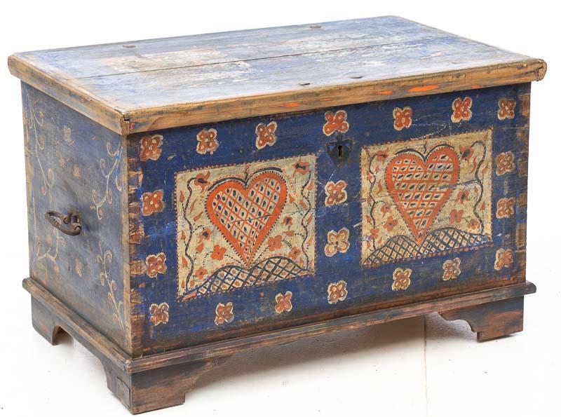 Painted Pine Chest with Floral Design, circa 1870 (1 of 4)