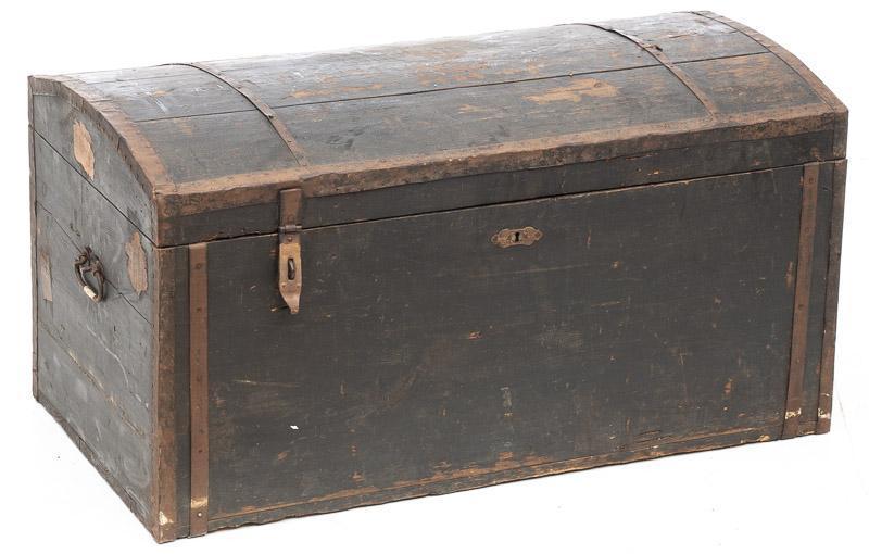Banded Wooden Travel Trunk, circa 1900 (1 of 5)