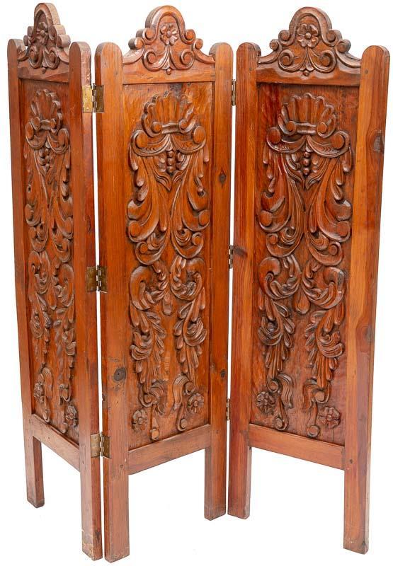 Mexican Folk Art Carved Wooden Room Divider (1 of 2)