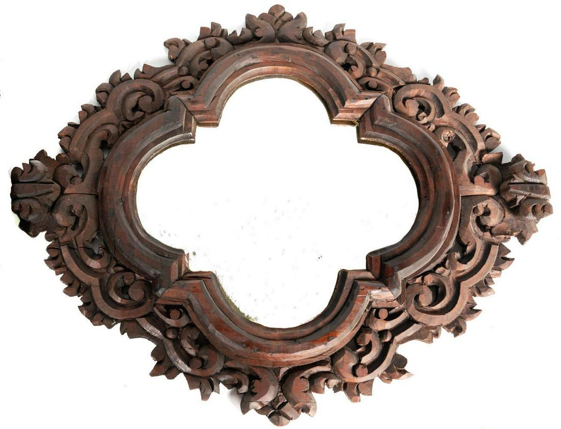 Mexican Folk Art, Wooden Carved Wall Hang Mirror (1 of 2)
