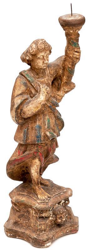 Mexican Folk Art Plaster Candle Stick Holder, Santo (1 of 3)