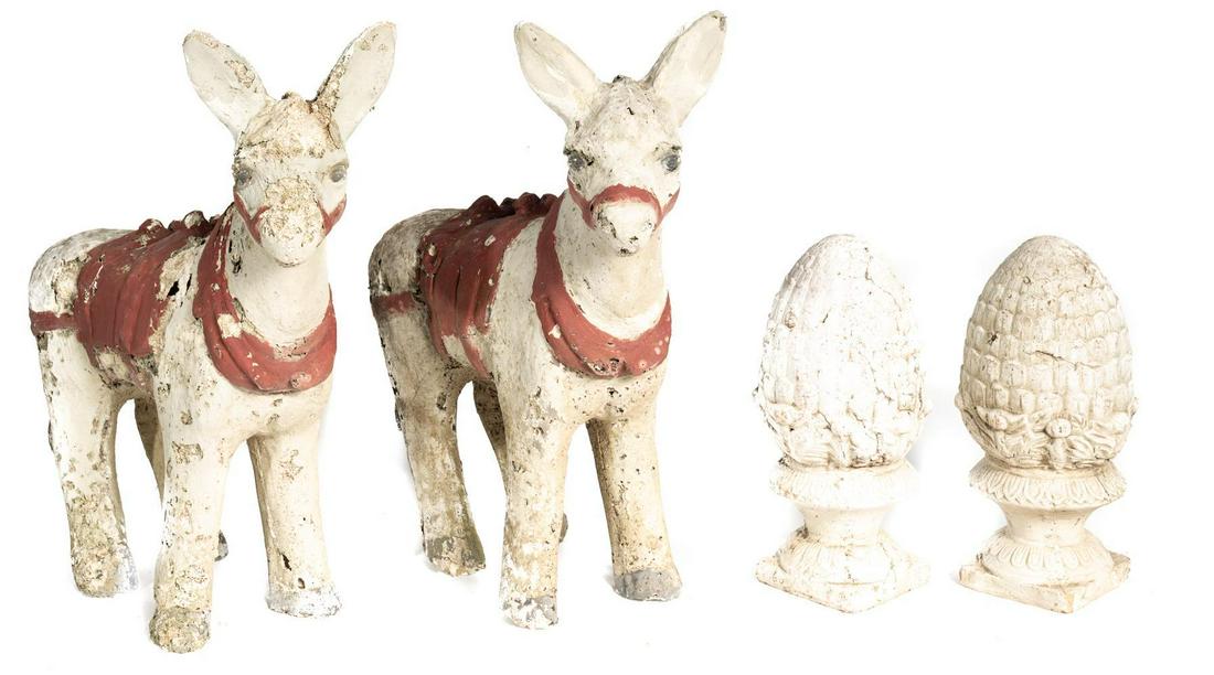 Lot of 4 Mexican Folk Art Concrete Statues (1 of 2)