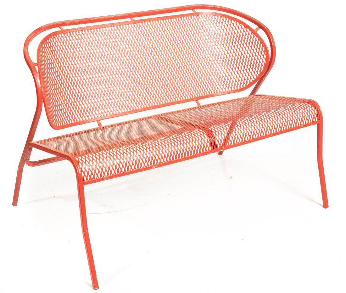 Red Metal Garden Bench (1 of 2)