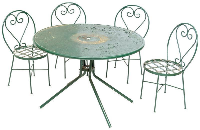 Set of Metal Garden Furniture, 1 Table, 4 Chairs (1 of 3)
