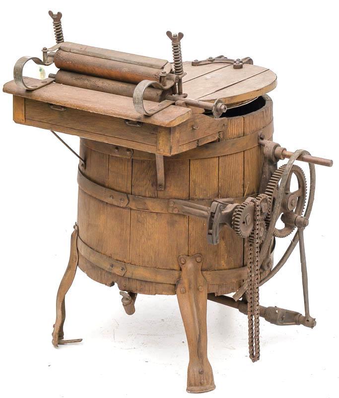Vintage Wooden and Cast Iron Clothes Washer with Mangle (1 of 5)