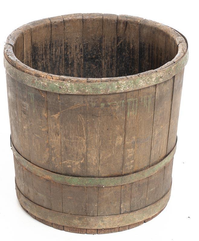 Banded Wooden Half-Barrel, circa 1900 (1 of 4)