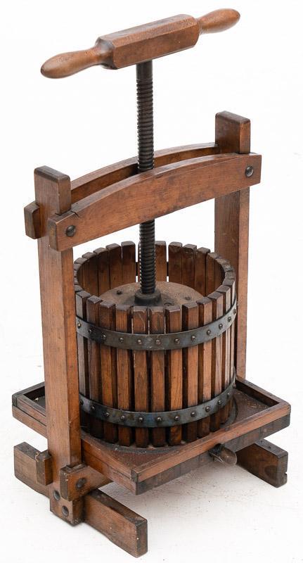 Small Vintage Wine Press: 30" tall x 18" wide x 13" deep IN-HOUSE SHIPPING AND DELIVERY IS AVAILABLE ON THIS ITEM. Please email shipping@vogtauctio