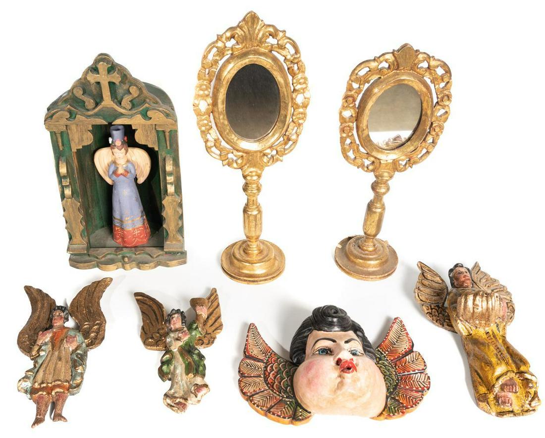 Lot of 7 Mexican Folk Art Religious Niche Items (1 of 3)