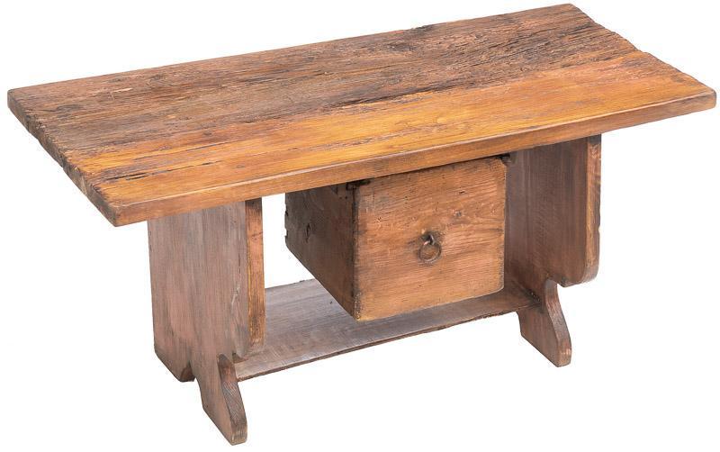 Primitive Painted Pine Bench with Single Drawer (1 of 4)