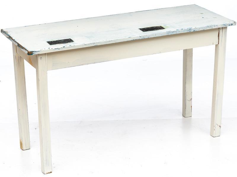 Painted Pine Desk with Metal Accents (1 of 3)