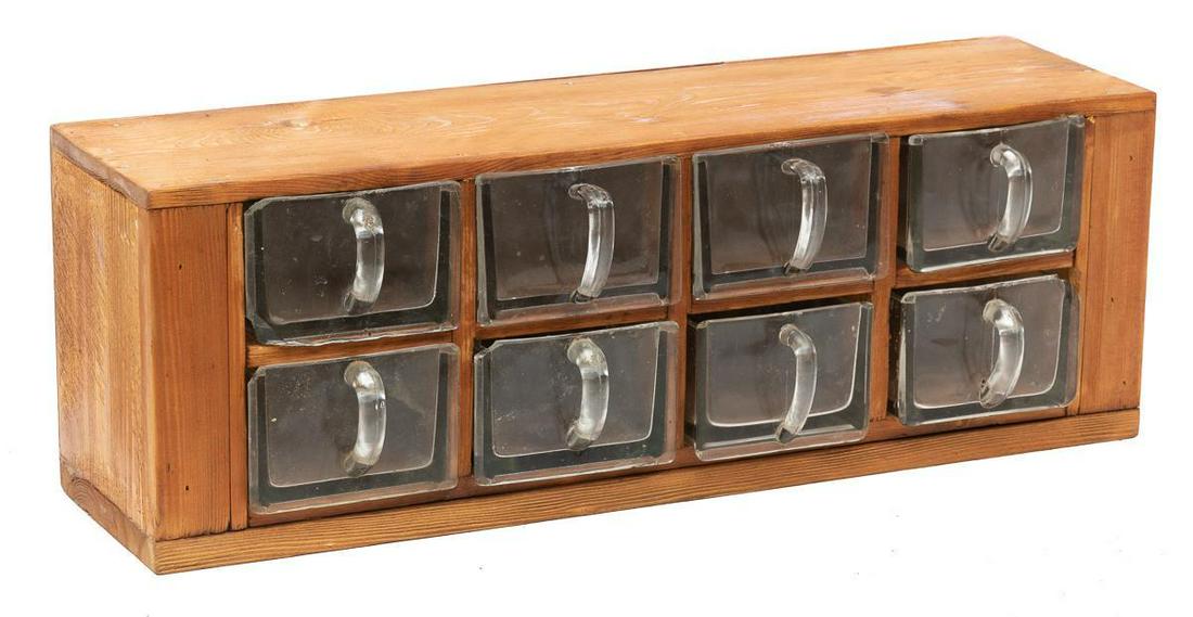 Pine Table Top Dry Goods Cabinet, 8 Glass Drawers (1 of 4)