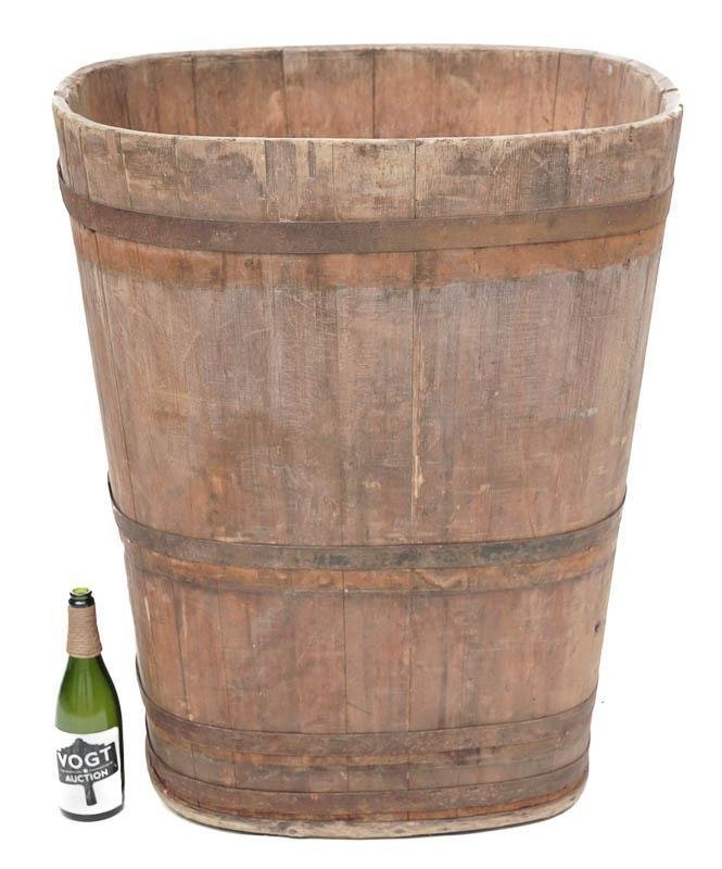 Wooden Vineyard Grape Barrel: Large wooden vessel, circa 1890, stamped "Jean Preiss Vins Riquewihr" 33” tall x 28” wide State-wide delivery is available for this item. Please email shipping@vogtauction.com or call 210-822-615
