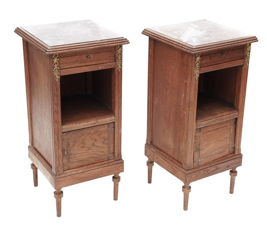 Pair of Nightstands: Louis Philippe period, circa 1860 31” tall x 14.5” wide State-wide delivery is available for this item. Please email shipping@vogtauction.com or call 210-822-6155 for a quote. IN-HOUSE SHIPPING is