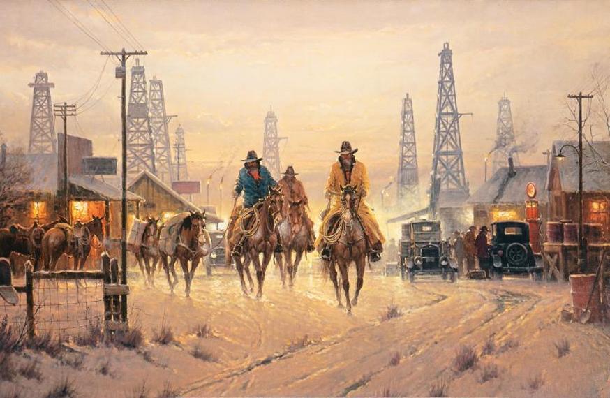 G. Harvey (1933-2017), "When Cowboys Don: G. Harvey (1933-2017), "When Cowboys Don't Change", signed and numbered print, numbered 866/950, framed, includes certificate of authenticity sight: 20 x 30", frame: 32 x 42" State-wide delivery is av