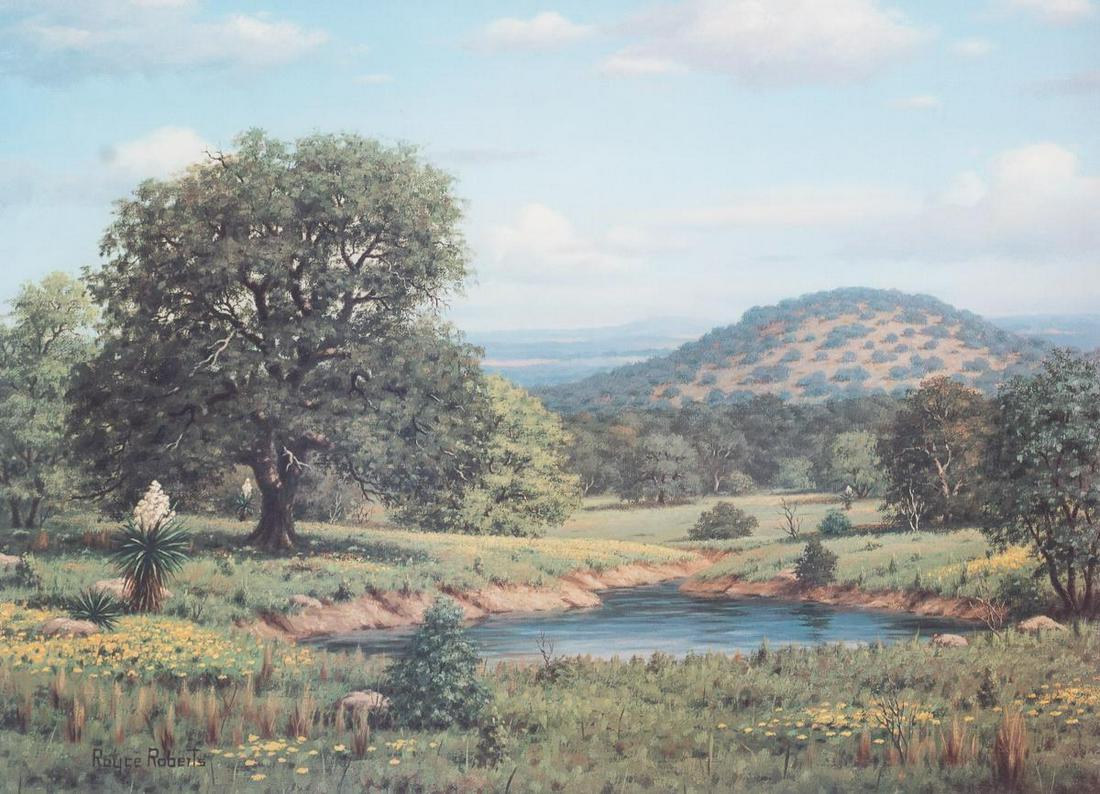 Royce Roberts (B. 1928), Hill Country Landscape: Royce Roberts (B. 1928), Hill Country Landscape, lithograph, framed sight: 17.75 x 23.75", frame: 27.25 x 33.5" State-wide delivery is available for this item. Please email shipping@vogtauction.com or
