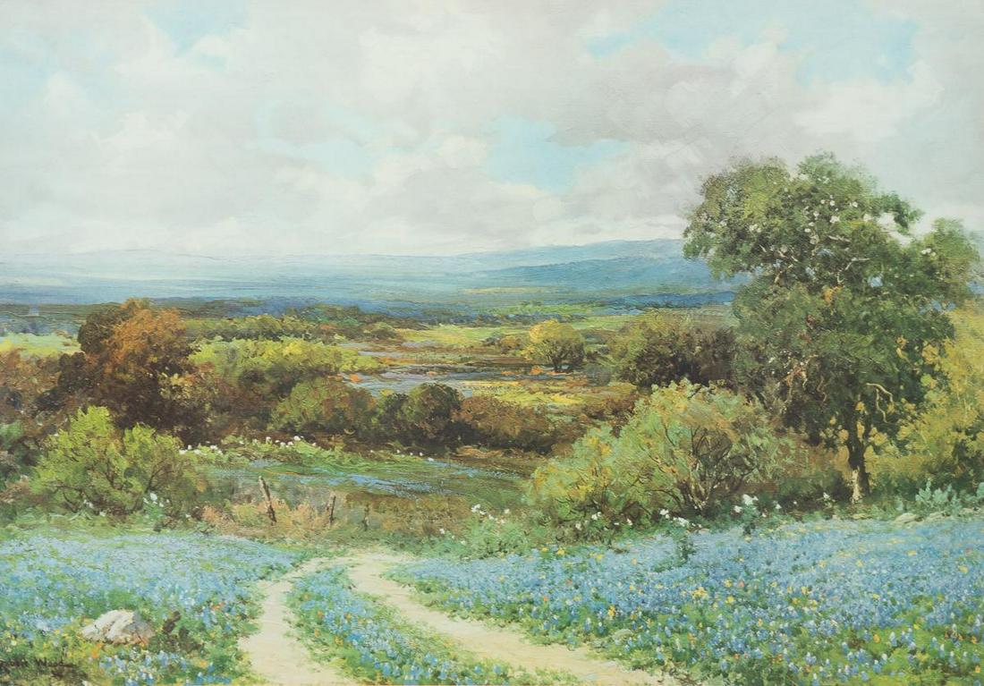 Robert Wood (1889-1979), "Texas Spring", 1954: Robert Wood (1889-1979), "Texas Spring", 1954, lithograph, framed sight: 23.75 x 33.5", frame: 33.5 x 43.5" State-wide delivery is available for this item. Please email shipping@vogtauction.com or cal