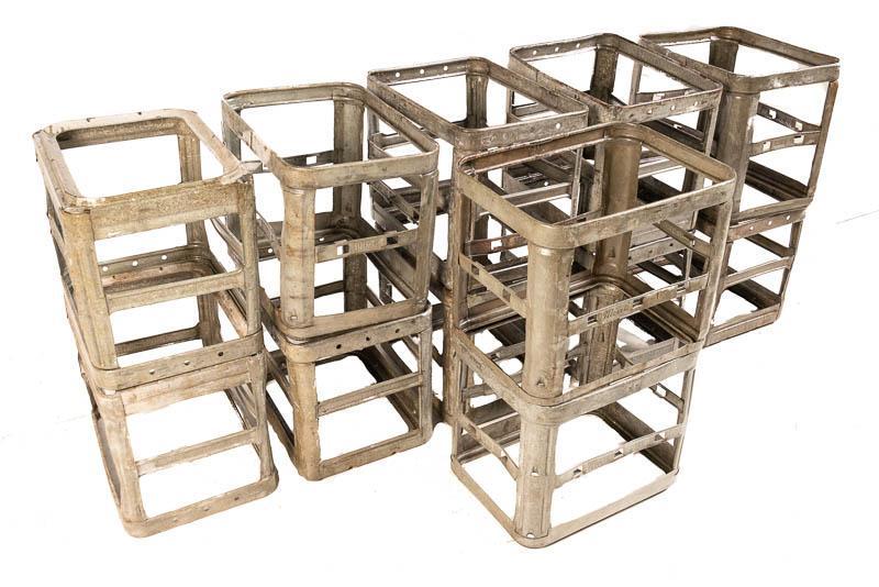 Lot of 12 Galvanized Crates: 12-Galvanized crates, uniform size and shape, punched holes 12" tall x 16" long x 13" wide/ Each