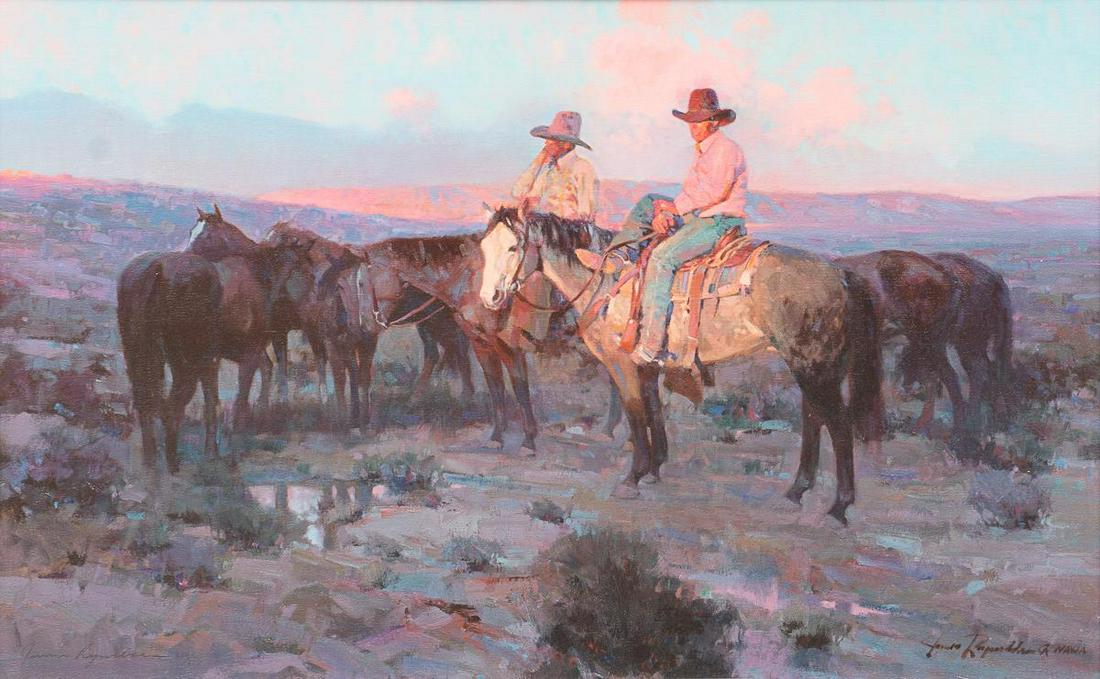 James E. Reynolds (1926-2010), On the Range: James E. Reynolds (1926-2010), On the Range, signed lithograph, framed sight: 20.25 x 31.5", frame: 25.25 x 36.75" State-wide delivery is available for this item. Please email shipping@vogtauction.com