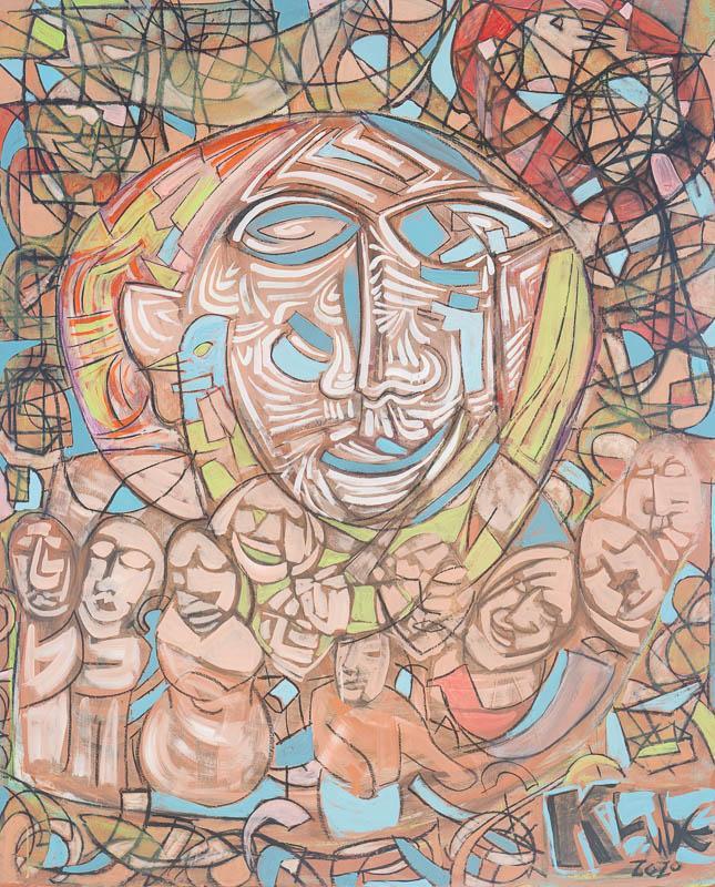 Karl James Lubbering (B. 1969), "We the People": Karl James Lubbering (B. 1969), "We the People", oil on canvas, unframed sight: 60.5 x 48" State-wide delivery is available for this item. Please email shipping@vogtauction.com or call 210-822-6155 fo