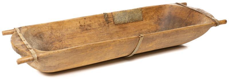 Monumental Rustic Wooden Dough Tray: Monumental rustic wooden dough trough, metal accents 12.5" tall x 83" wide x 28.5" deep State-wide delivery is available for this item. Please email shipping@vogtauction.com or call 210-822-6155 for a