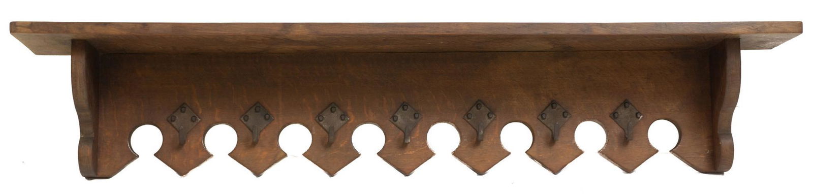 Wall Hanging Coat Rack: Wall hanging coat rack, carved accents 12.5" tall x 55" wide State-wide delivery is available for this item. Please email shipping@vogtauction.com or call 210-822-6155 for a quote. IN-HOUSE SHIPP