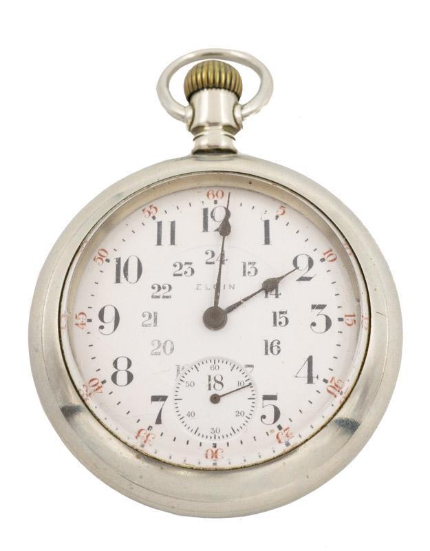 Elgin Pocket Watch: Provenance: A San Antonio, TX Estate Elgin pocket watch â€‹â€‹â€‹â€‹â€‹â€‹â€‹Note: This antique clock is sold "where-is, as-is" and Vogt Auction makes no guarantee a