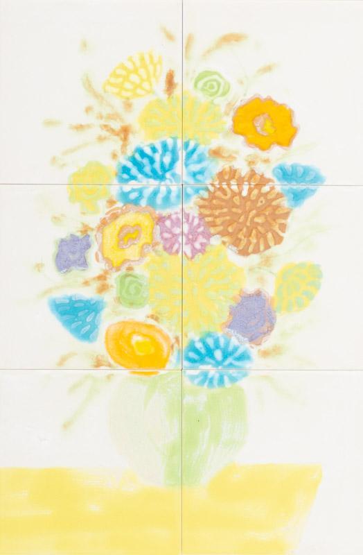 Harris Strong (1920-2006), Floral Tiles: Provenance: A New Braunfels, TX Estate Harris Strong (1920-2006), floral tiles, hand-painted tiles, framed 24" tall x 18" wide