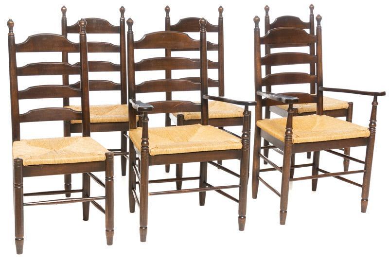 Set of 6 Ladder Back Dining Chairs (1 of 3)