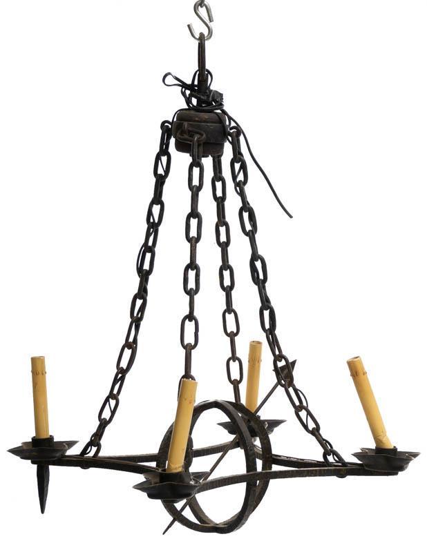 Wrought Iron Chandelier, Globe Motif (1 of 3)
