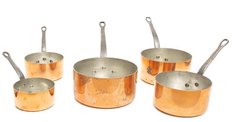 Lot of 5 Vintage Copper Cooking Ware (1 of 3)
